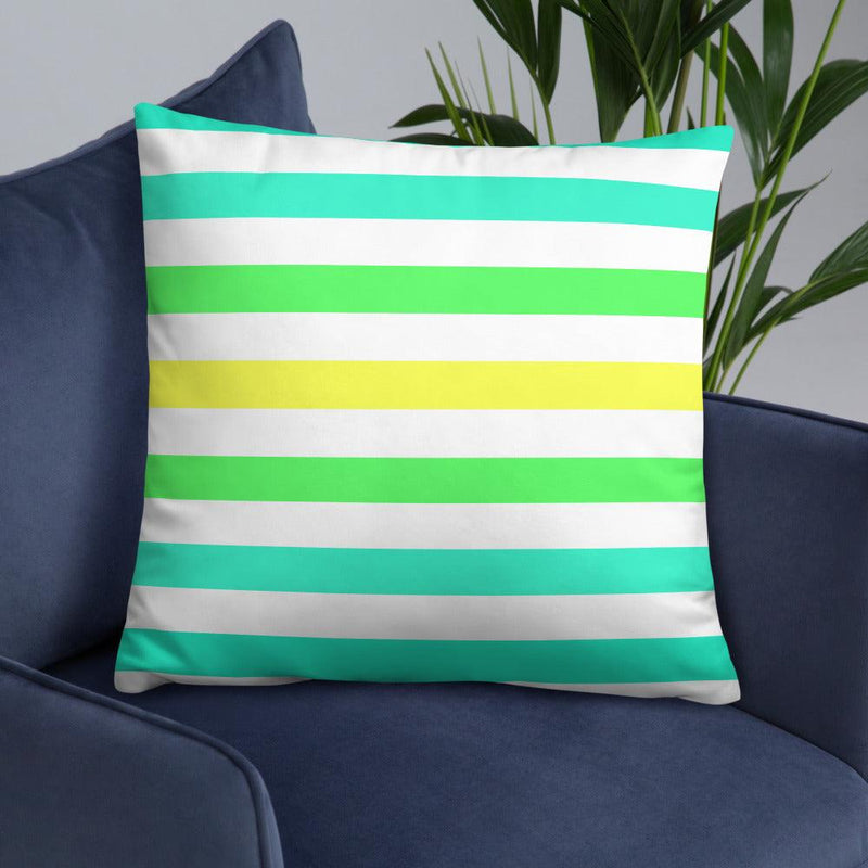 Throw Pillow - Green and Yellow Stripe design - Rozlar