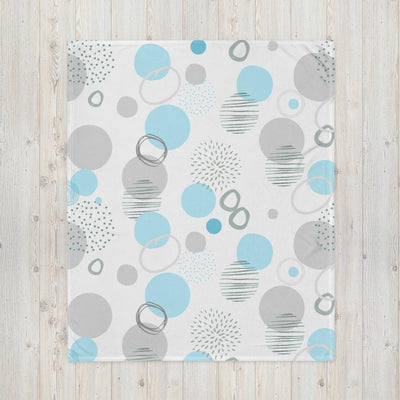 Throw Blanket - Circles in Light Blue and Grey - Rozlar