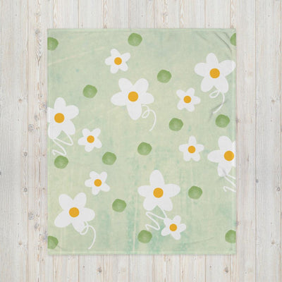 Throw Blanket - Daisies on a green background - Rozlar