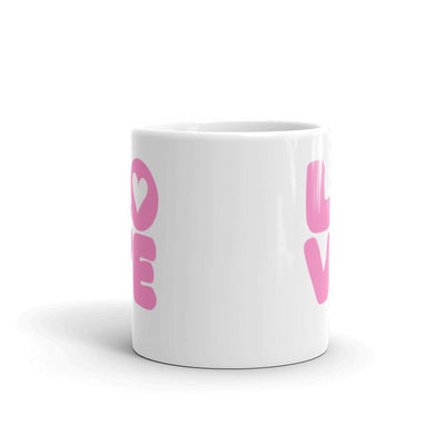 Mug Glossy White - Love in Pink text - Rozlar