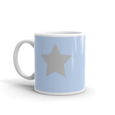 Mug Glossy White - Silver Star on light blue background - Rozlar