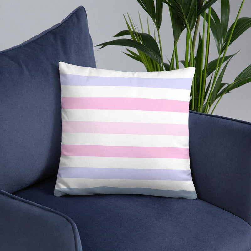 Throw Pillow - Pink and Blue Stripe design - Rozlar