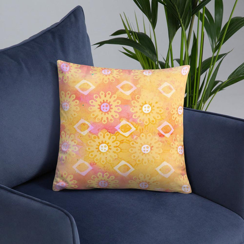 Throw Pillow - Summer Colors Pink and Yellow Design - Rozlar