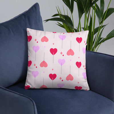 Throw Pillow - Hearts In Light And Dark Pink - Rozlar