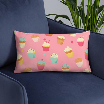 Throw Pillow - Cupcakes With Pink Background - Rozlar