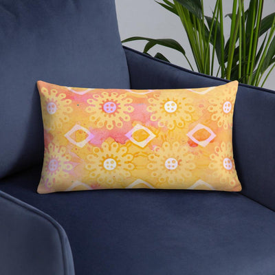 Throw Pillow - Summer Colors Pink and Yellow Design - Rozlar
