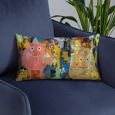 Throw Pillow - Abstract Gathering with Friends - Rozlar