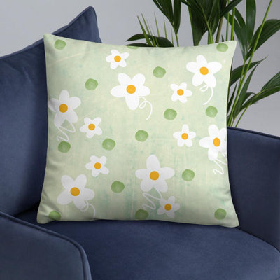 Throw Pillow - Daisies On Green - Rozlar