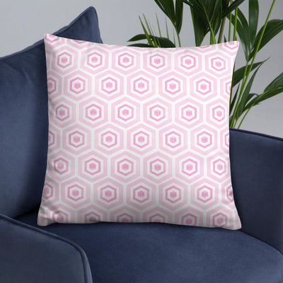Throw Pillow - Pink Honeycomb Pattern - Rozlar