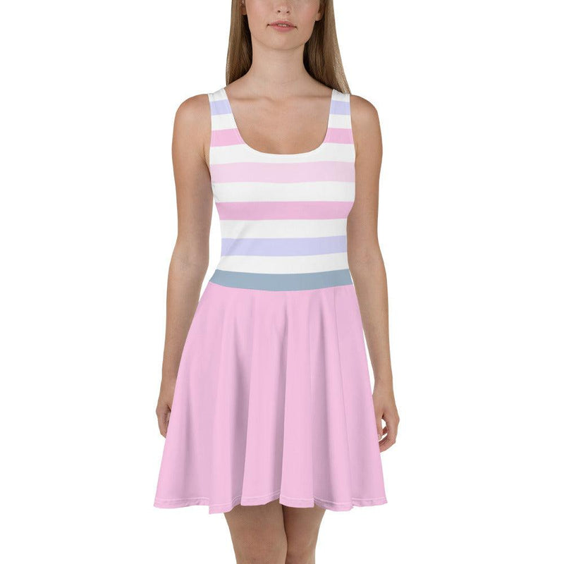 Dress - Blue and Pink Stripe with pink skirt - Rozlar