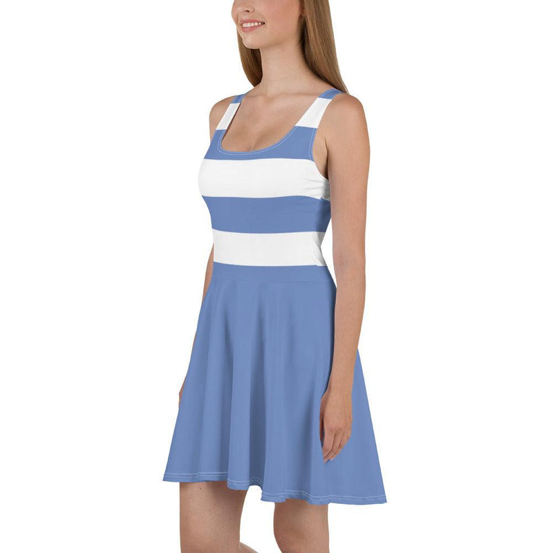 Dress - Blue and white Stripe Design with blue skirt - Rozlar