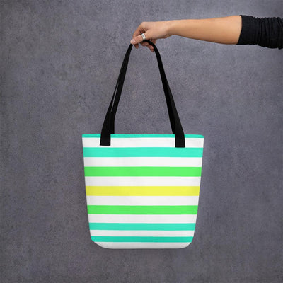 Tote bag - Green and Yellow Stripe Design - Rozlar