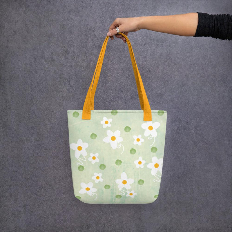 Tote bag - Daisies on Green Background - Rozlar