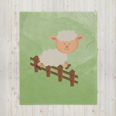 Throw Blanket - Cute sheep with a green background - Rozlar