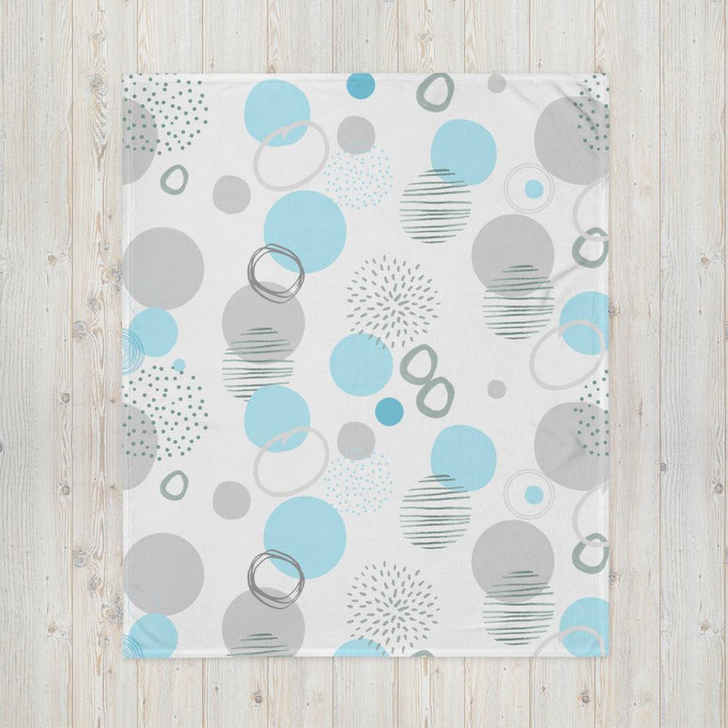 Throw Blanket - Circles in Light Blue and Grey - Rozlar