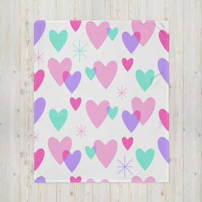 Throw Blanket - Hearts in Pink, Purple and Mint - Rozlar