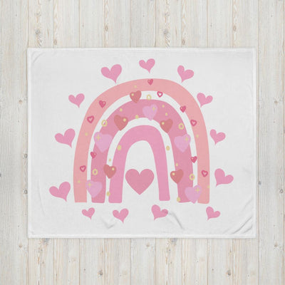 Throw Blanket - Rainbow in Pink with Hearts - Rozlar