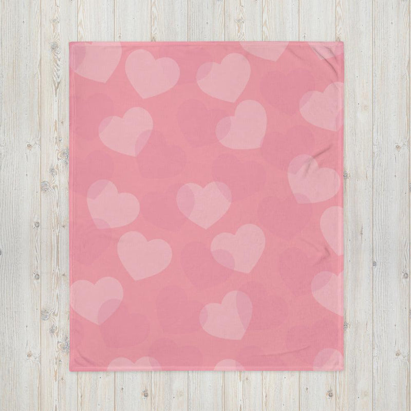 Throw Blanket - Pink Hearts on a Pink Background - Rozlar