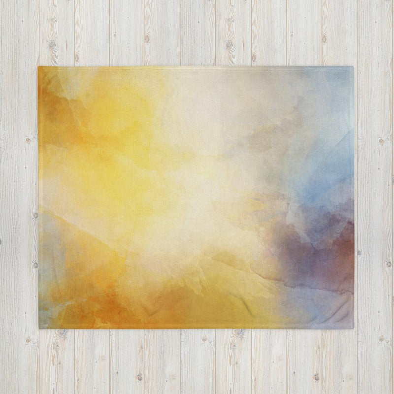 Throw Blanket - Abstract Gold, Blue and Grey - Rozlar