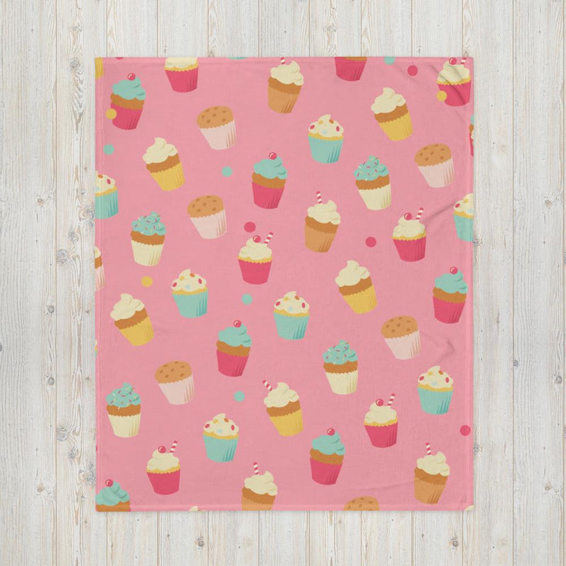 Throw Blanket - Cupcakes on a pink background - Rozlar