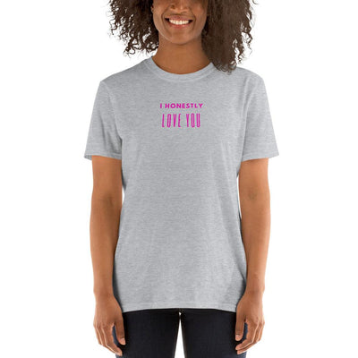T-Shirt - I Honestly Love You - text in pink - Rozlar