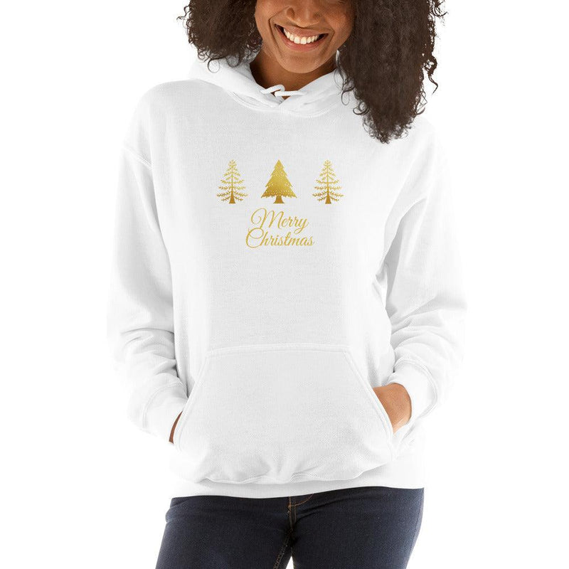 Hoodie - Christmas Trees in Gold with Merry Christmas - Rozlar