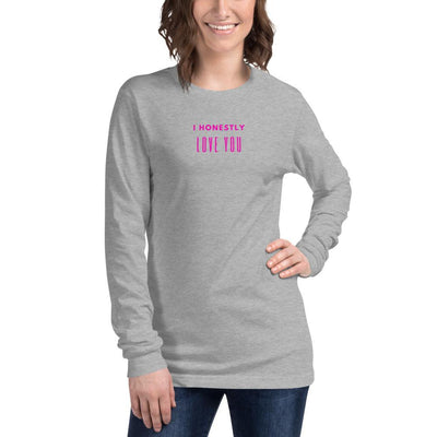 Long Sleeve Tee - I Honestly Love You with pink text - Rozlar