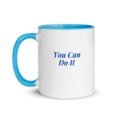 Mug with Color Inside - You Can Do It - text in blue - Rozlar