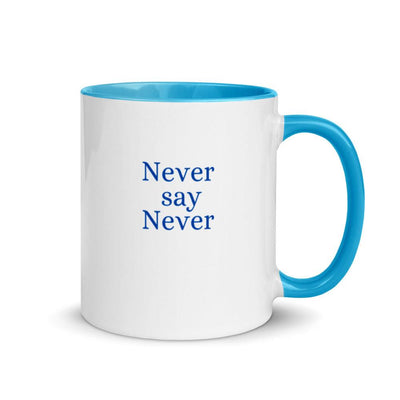 Mug with Color Inside - Never say Never - in blue - Rozlar