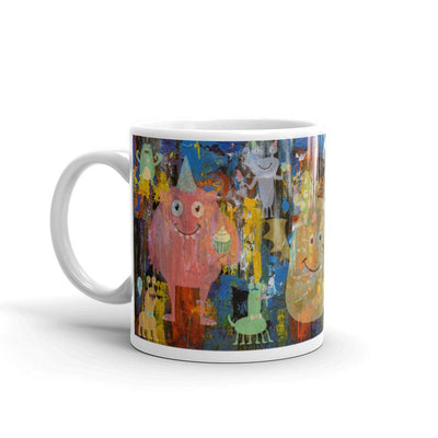 Mug Glossy White - Abstract Gathering with Friends - Rozlar