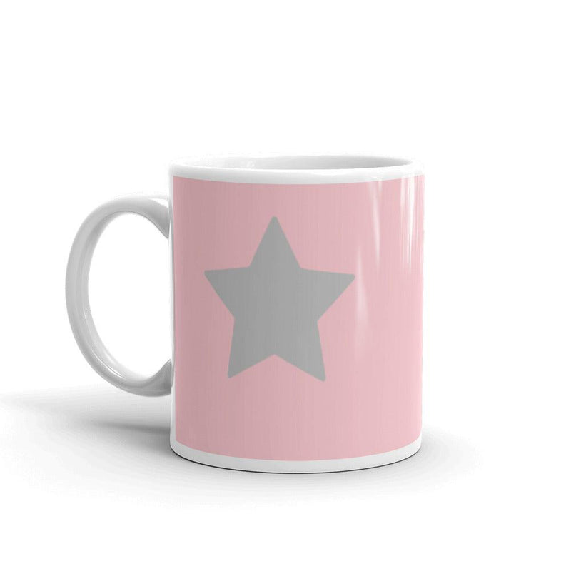 Mug Glossy White - Silver Star in a pink background - Rozlar