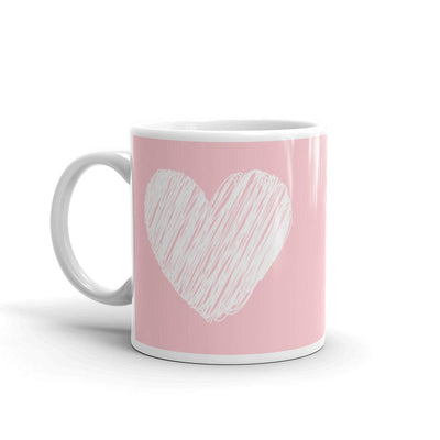 Mug Glossy White - White Heart on a pink background - Rozlar