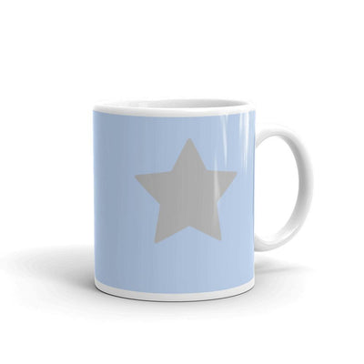 Mug Glossy White - Silver Star on light blue background - Rozlar