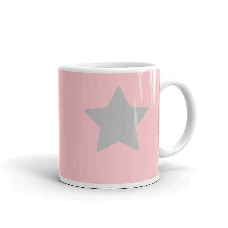 Mug Glossy White - Silver Star in a pink background - Rozlar
