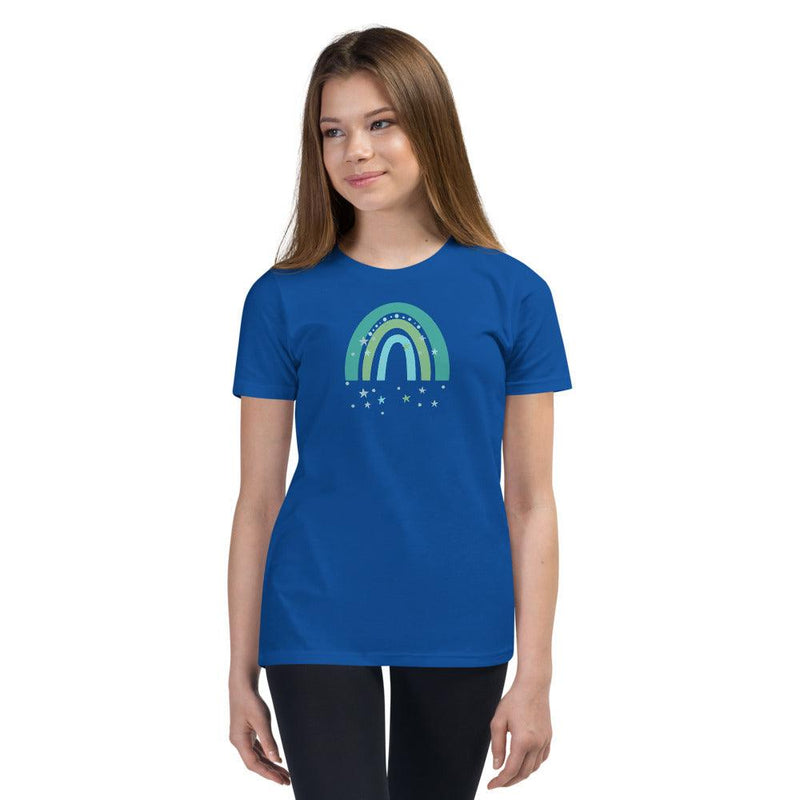 Youth T-Shirt - Rainbow And Stars In Blue and Green - Rozlar